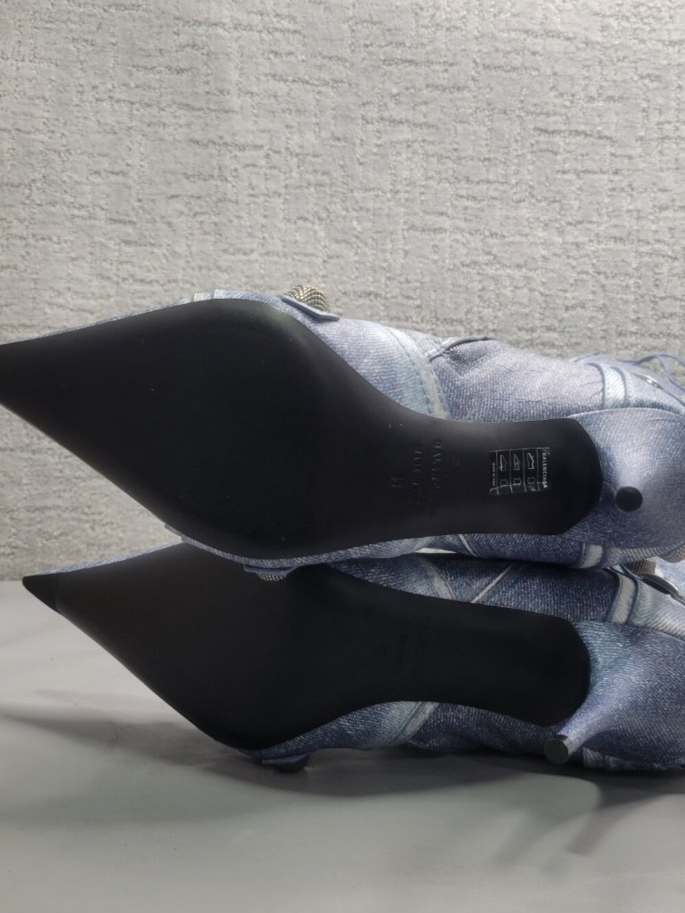 Balenciaga Le Cagole Women's EU Size 41 Blue Denim Leather Stud Boots 771231 - Picture 11 of 15